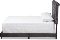 Glam Dark Gray Velvet Upholstered Full Bed - Katelin-4