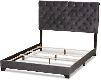 Glam Dark Gray Velvet Upholstered Full Bed - Katelin-5