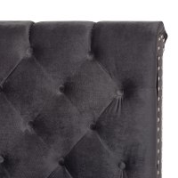 Glam Dark Gray Velvet Upholstered Full Bed - Katelin-6