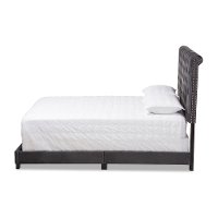 Glam Dark Gray Velvet Upholstered King Bed - Katelin-3