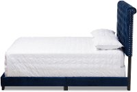 Glam Navy Blue Velvet Upholstered Queen Bed - Katelin-4