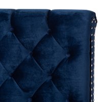 Glam Navy Blue Velvet Upholstered Queen Bed - Katelin-6