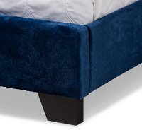Glam Navy Blue Velvet Upholstered Queen Bed - Katelin-7