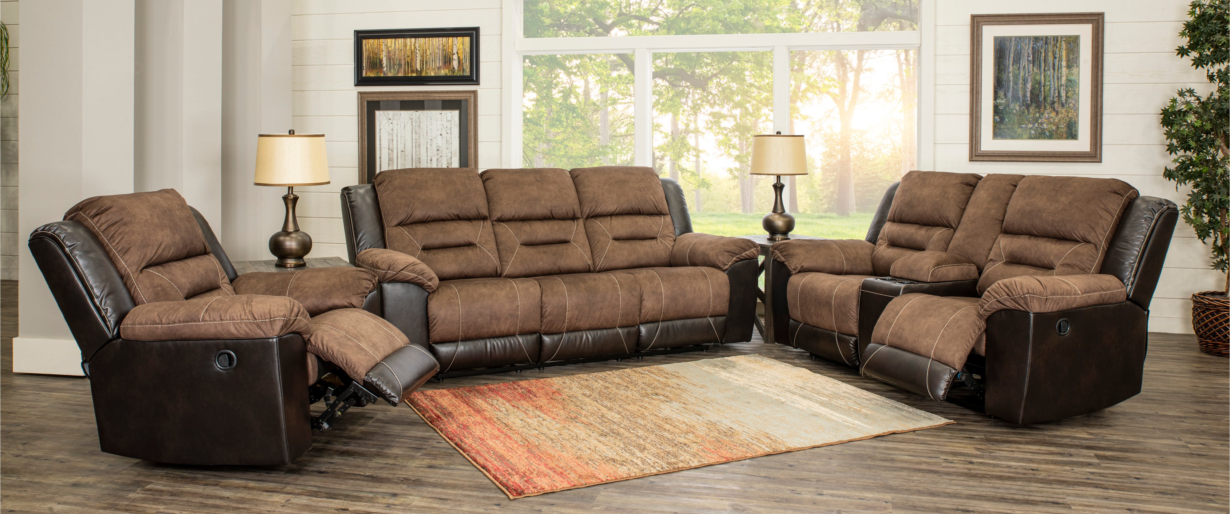 Earhart Mocha Brown Reclining Sofa-2