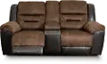 Earhart Mocha Brown Reclining Love Seat with Center Console
