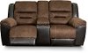 Mocha Brown Reclining Love Seat with Center Console - Earhart