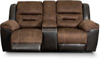 Mocha Brown Reclining Love Seat with Center Console - Earhart