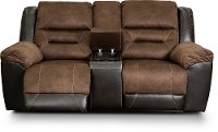 Mocha Brown Reclining Love Seat with Center Console - Earhart-2