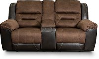 Mocha Brown Reclining Love Seat with Center Console - Earhart-3
