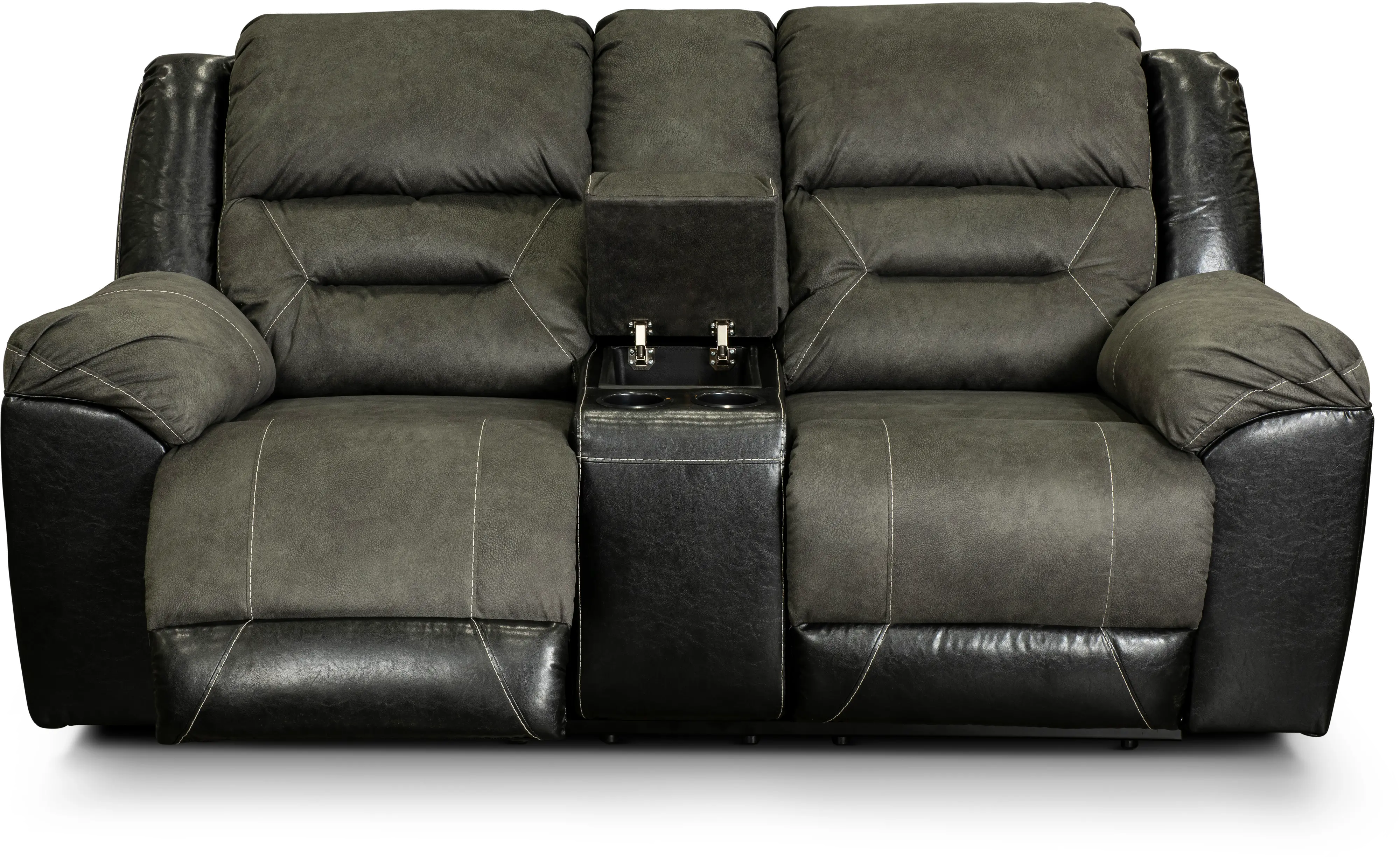 Earhart Charcoal Gray Reclining Love Seat with Center Console-3