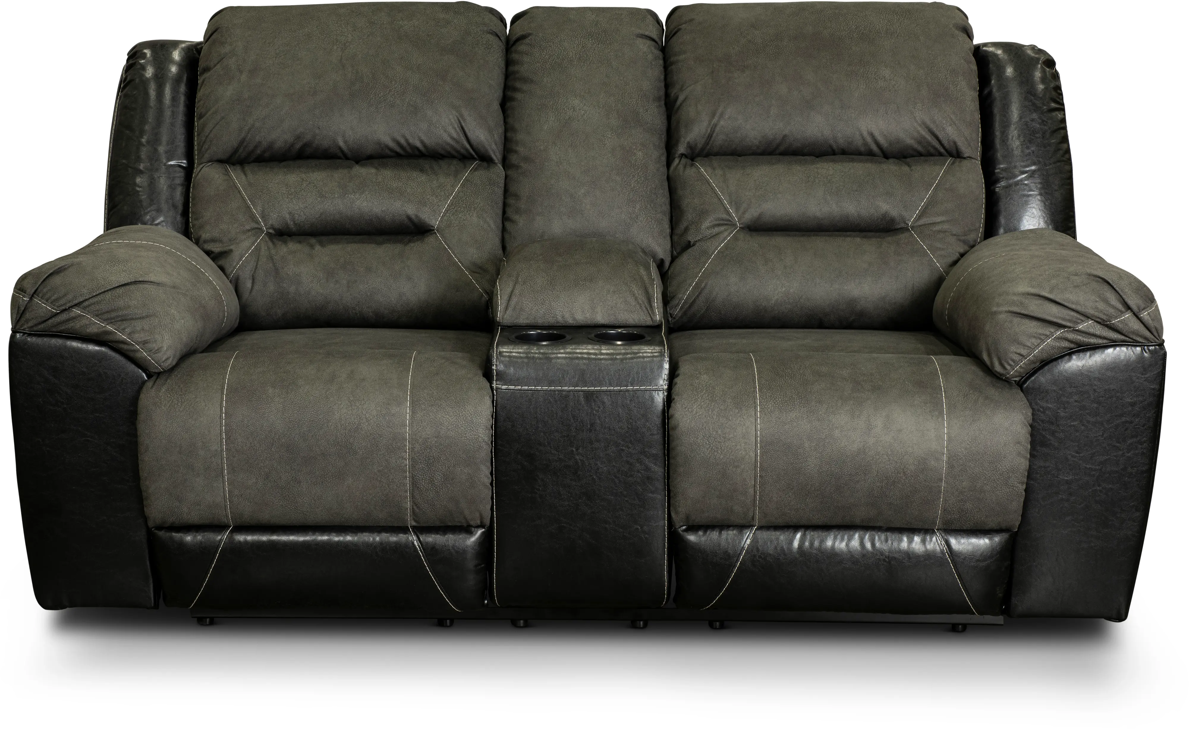 Earhart Charcoal Gray Reclining Love Seat with Center Console-4