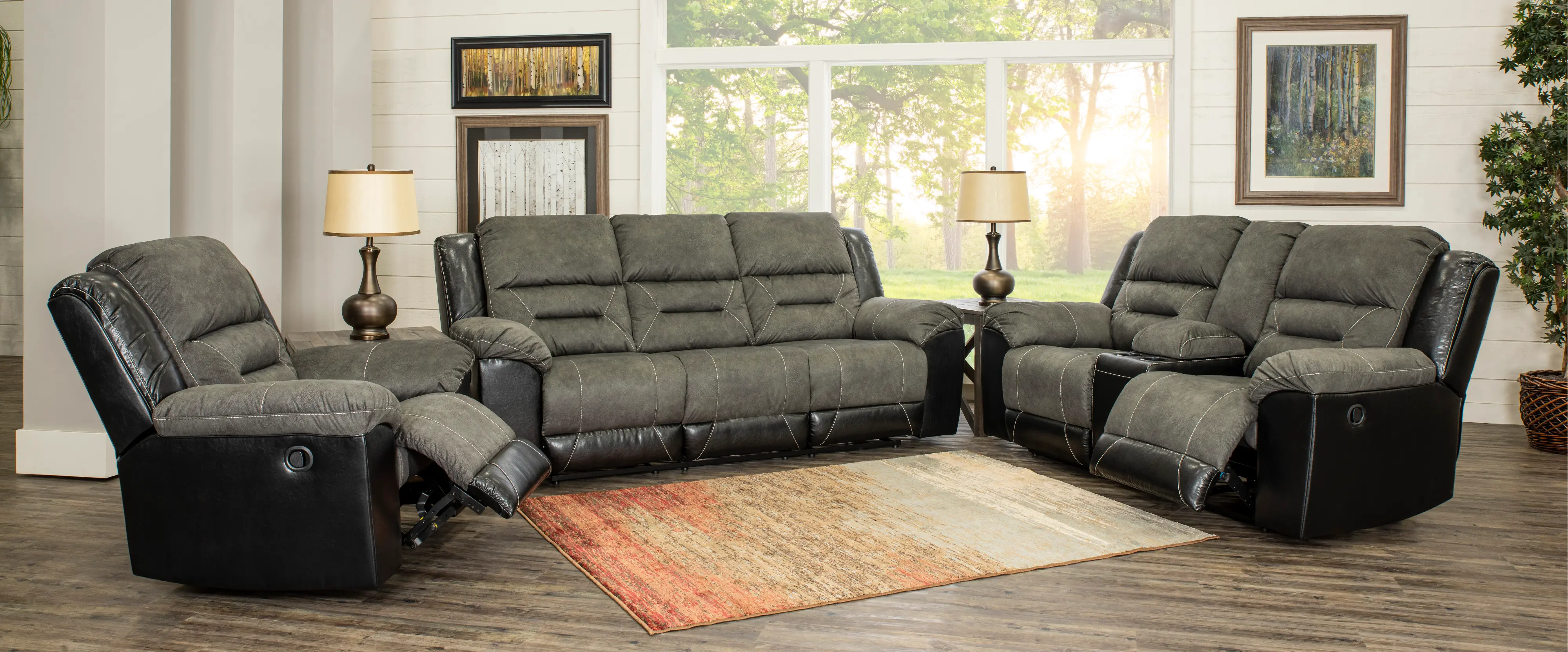 Earhart Charcoal Gray Manual Recliner-2