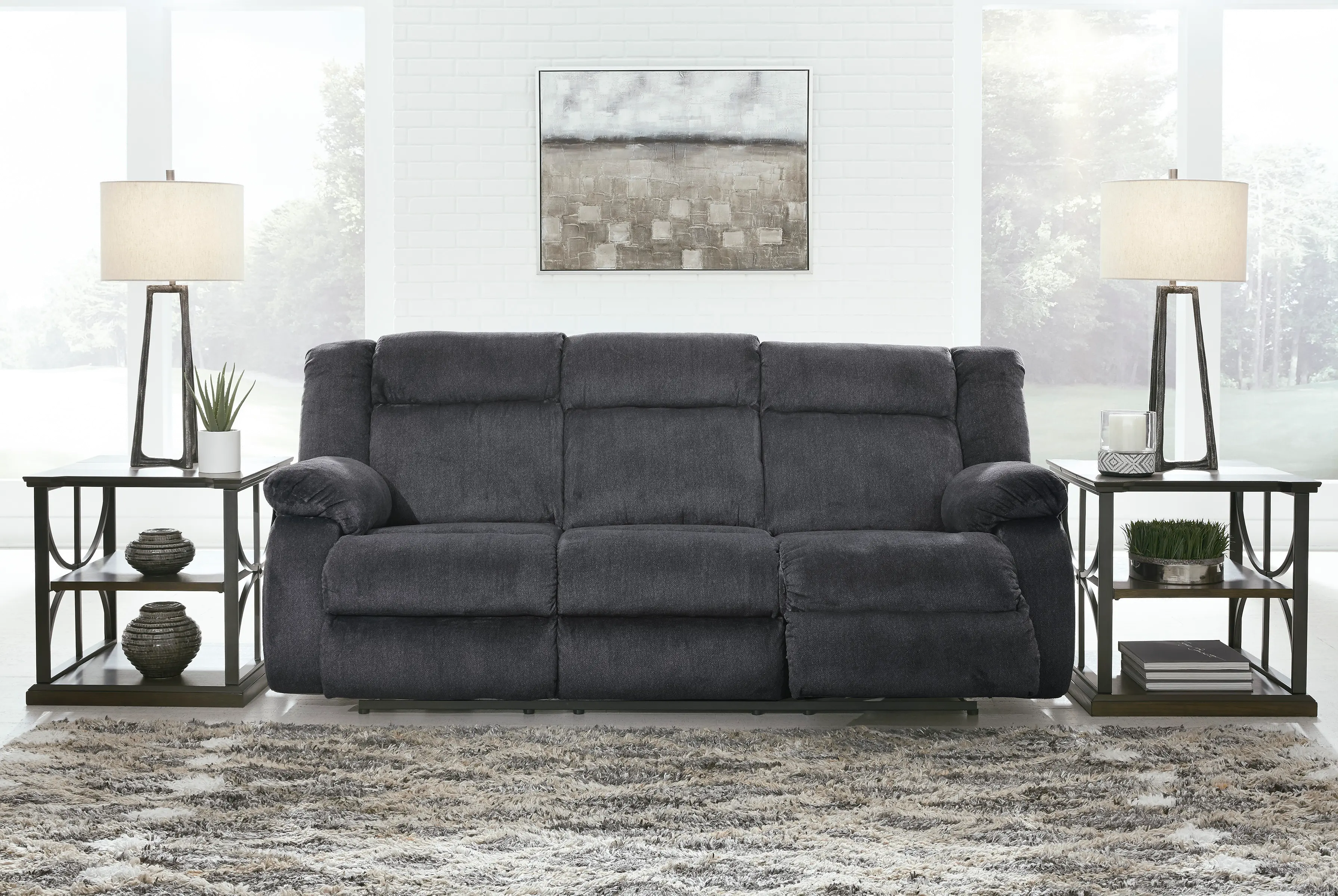 Marine Blue Power Reclining Sofa - Burkner-1