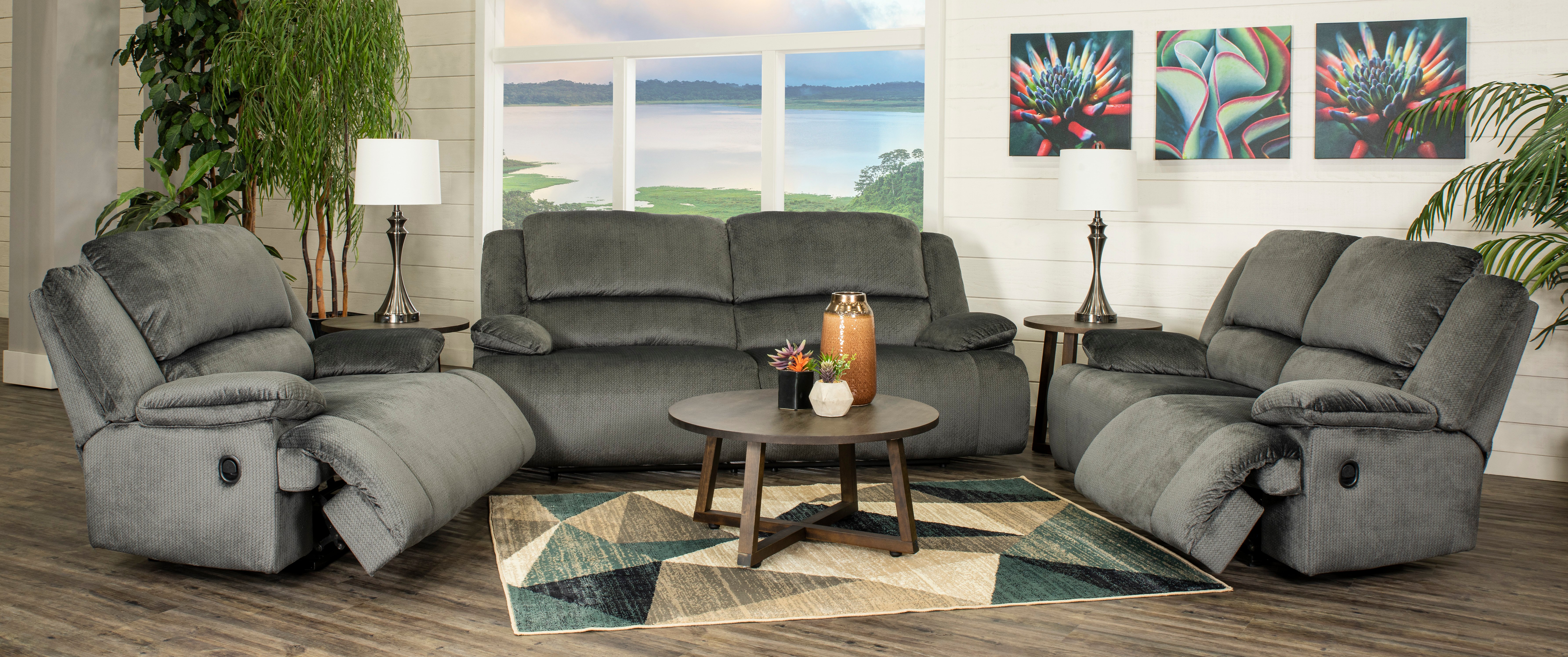 Charcoal Gray Reclining Love Seat - Clonmel-2