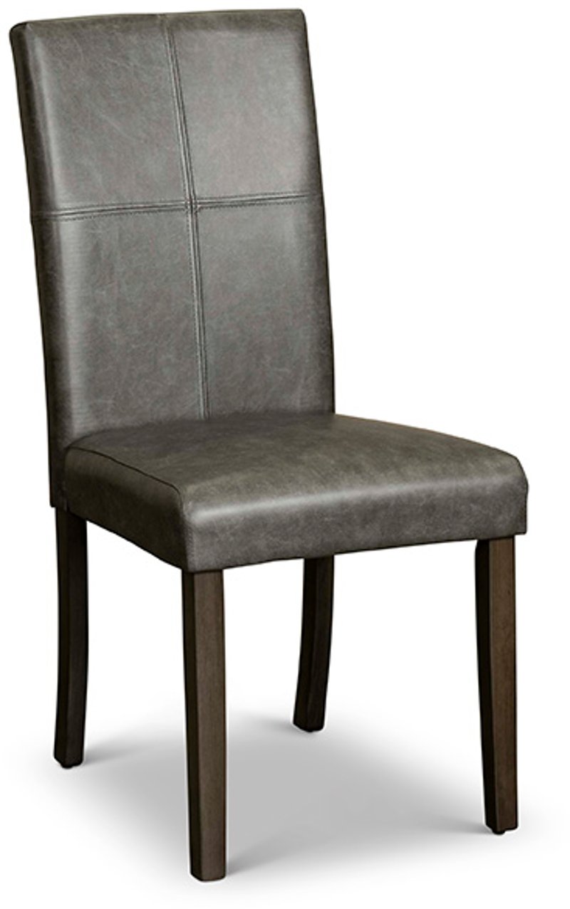 Contemporary Gray Faux Leather, Leather And Fabric Dining Chairs