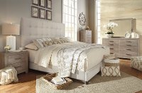 Contemporary Beige Queen Upholstered Bed - Hallifield-2