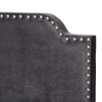 Glam Dark Gray Velvet Upholstered Full Bed - Eleanora-6