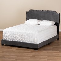 Glam Dark Gray Velvet Upholstered King Bed - Eleanora-2