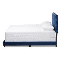 Glam Navy Blue Velvet Upholstered Full Bed - Eleanora-4