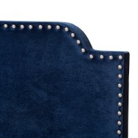 Glam Navy Blue Velvet Upholstered Full Bed - Eleanora-6
