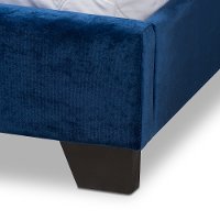Glam Navy Blue Velvet Upholstered Full Bed - Eleanora-7
