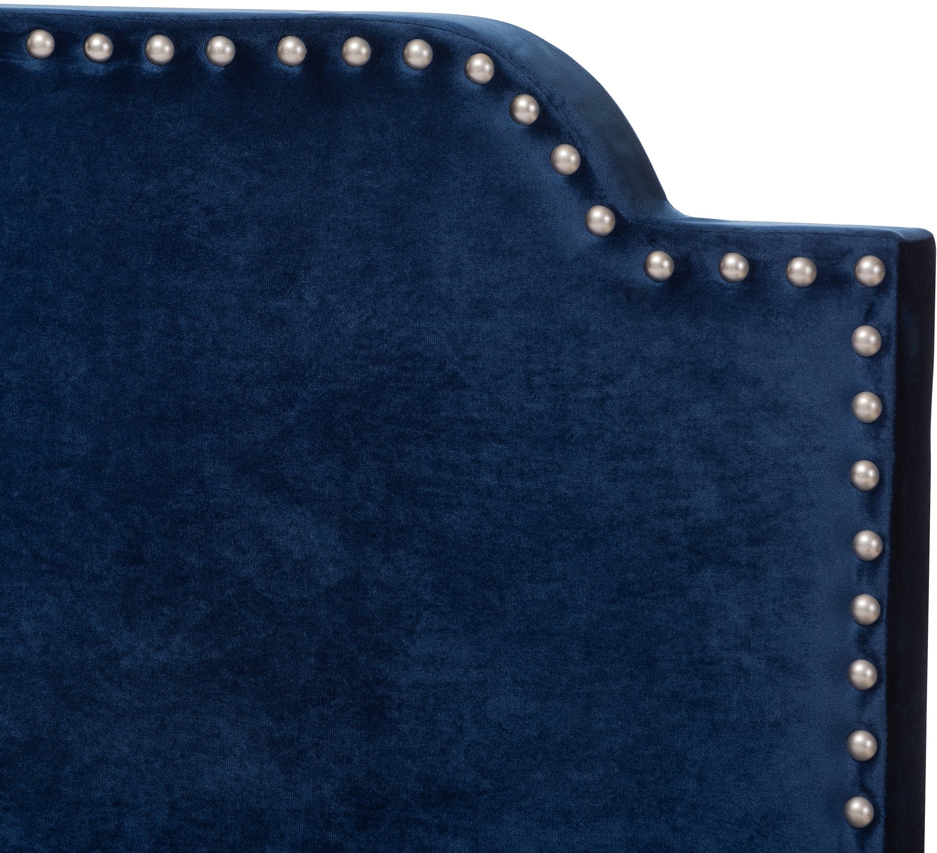 Glam Navy Blue Velvet Upholstered Queen Bed - Eleanora-6