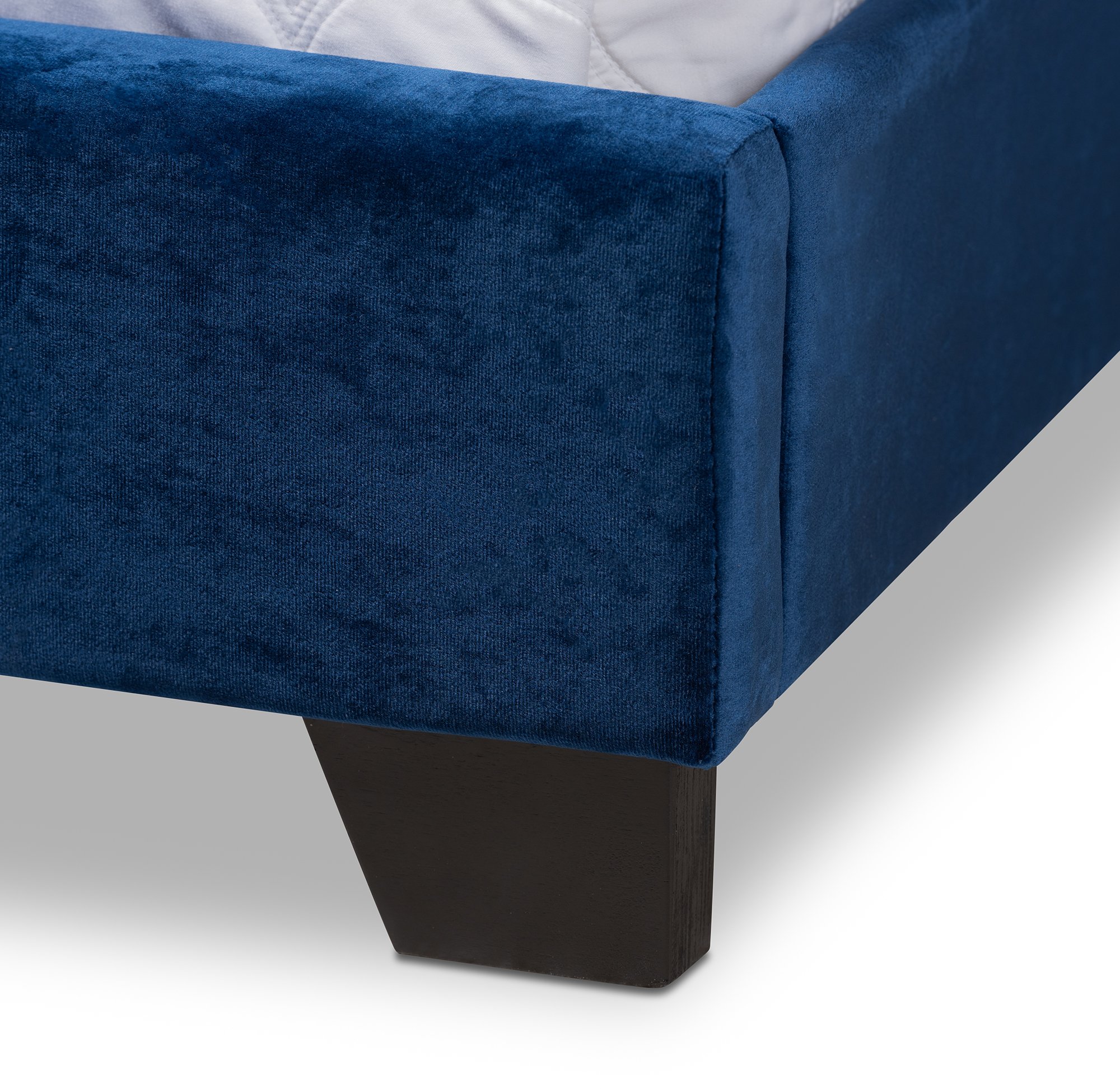 Glam Navy Blue Velvet Upholstered Queen Bed - Eleanora-7