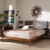 149-8771-RCW Mid-Century Gray and Walnut Upholstered Platform Full Bed - Anneka