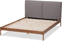 Mid-Century Gray and Walnut Upholstered Platform Full Bed - Anneka-5