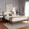 149-8774-RCW Mid-Century Beige and Walnut Upholstered Platform Full Bed - Anneka