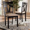 149-8961-RCW Contemporary Dark Brown and Sand Upholstered Dining Room Chair (Set of 2) - Keanna