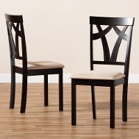 149-8961-RCW Contemporary Dark Brown and Sand Upholstered Dining Room Chair (Set of 2) - Keanna-2