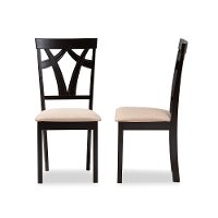 149-8961-RCW Contemporary Dark Brown and Sand Upholstered Dining Room Chair (Set of 2) - Keanna-5