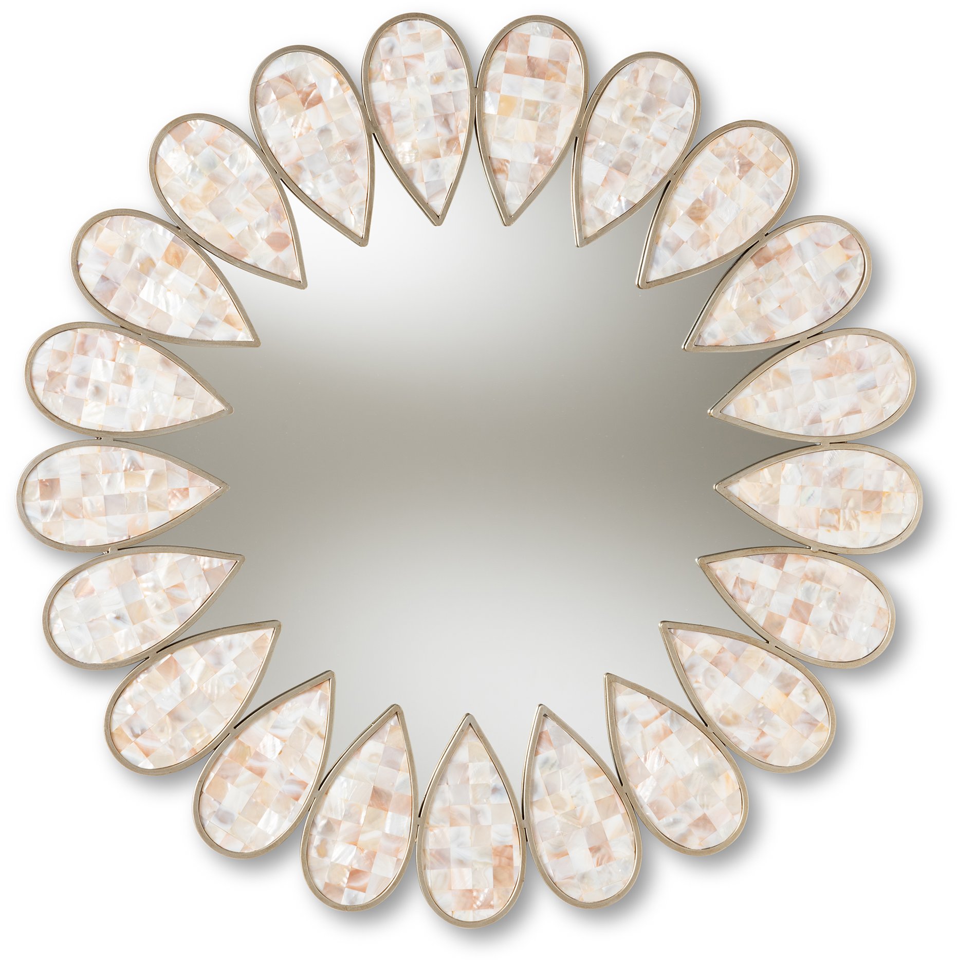 Antique Silver Shell Petal Accent Wall Mirror - Amyas-2