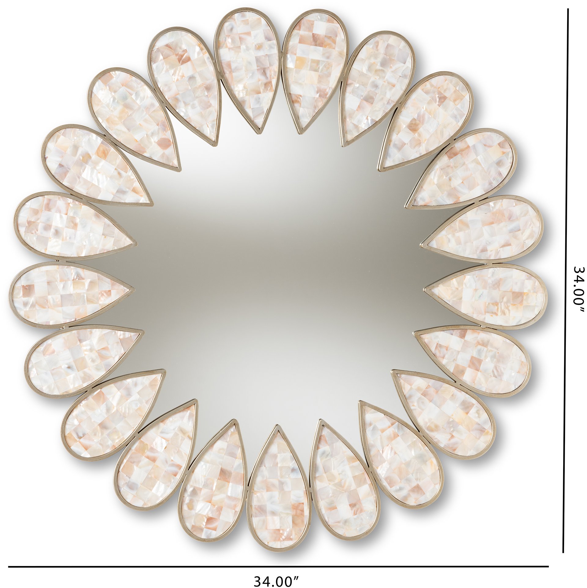 Antique Silver Shell Petal Accent Wall Mirror - Amyas-3