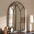 150-9054-RCW Vintage Antique Silver Arched Accent Wall Mirror - Grover
