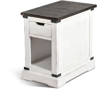 Two-toned White Wash Chair Side Table - French Country