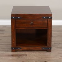 Rustic Dark Chocolate End Table - Santa Fe