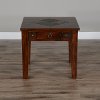Rustic End Table with Slate Inlay - Santa Fe