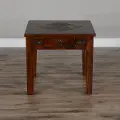 Rustic End Table with Slate Inlay - Santa Fe