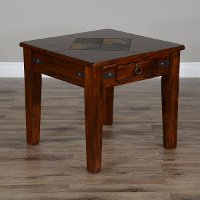 Rustic End Table with Slate Inlay - Santa Fe-2