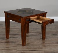 Rustic End Table with Slate Inlay - Santa Fe-3