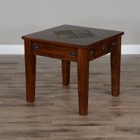 Rustic End Table with Slate Inlay - Santa Fe-4