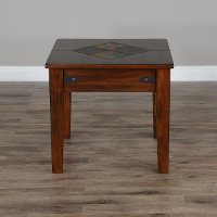 Rustic End Table with Slate Inlay - Santa Fe-5
