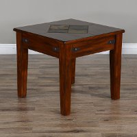 Rustic End Table with Slate Inlay - Santa Fe-6