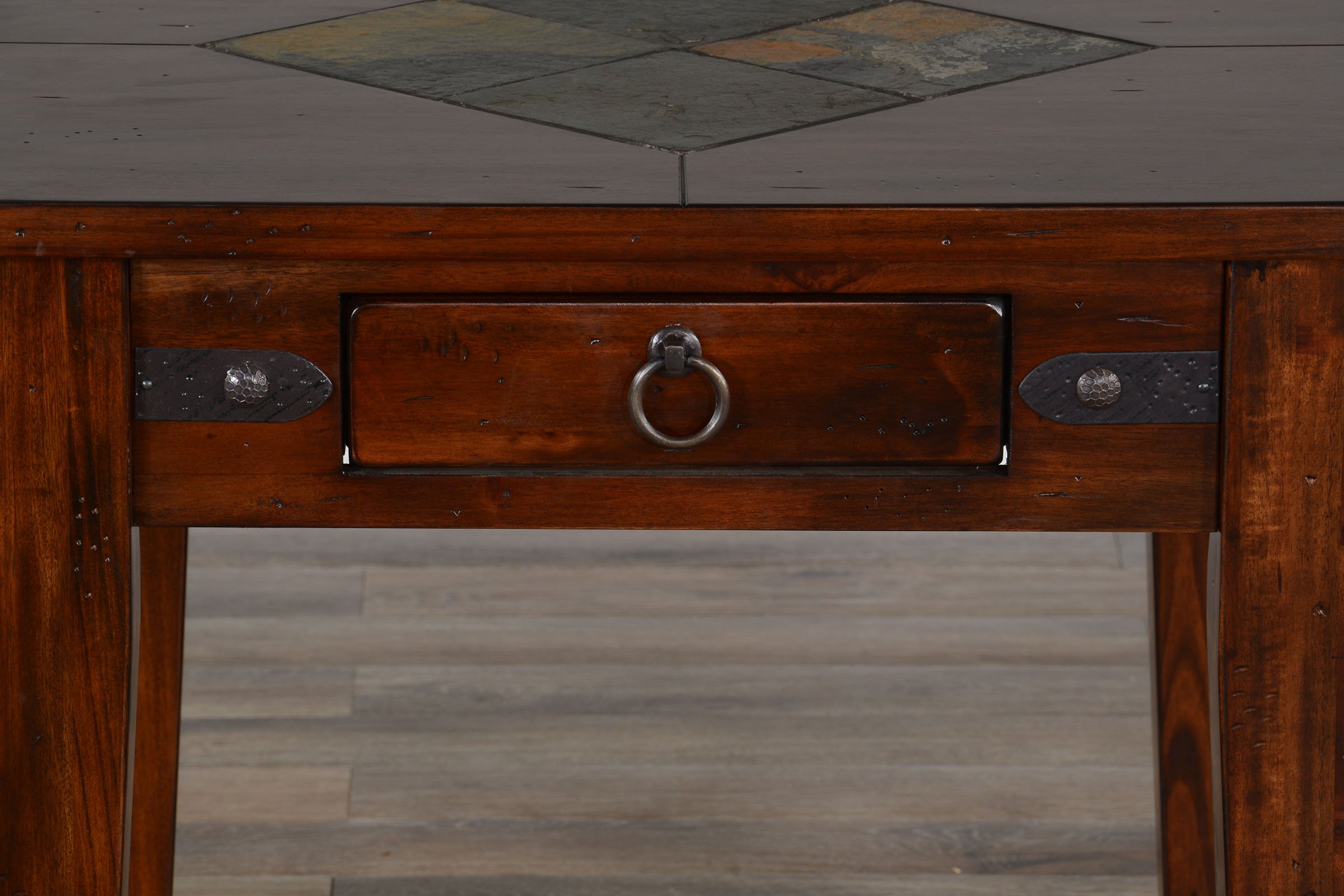 Rustic End Table with Slate Inlay - Santa Fe-8