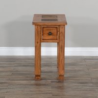 Rustic Oak Chair Side Table with Slate Inlays - Sedona-4