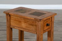 Rustic Oak Chair Side Table with Slate Inlays - Sedona-5