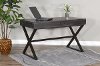 Traditional Gray Writing Desk with Metal Base - Tyler