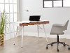 White Desk with Walnut Drawer - Moss